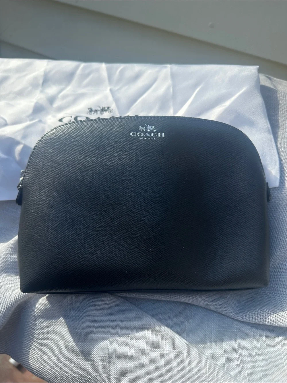 COACH Black Leather Zip Pouch